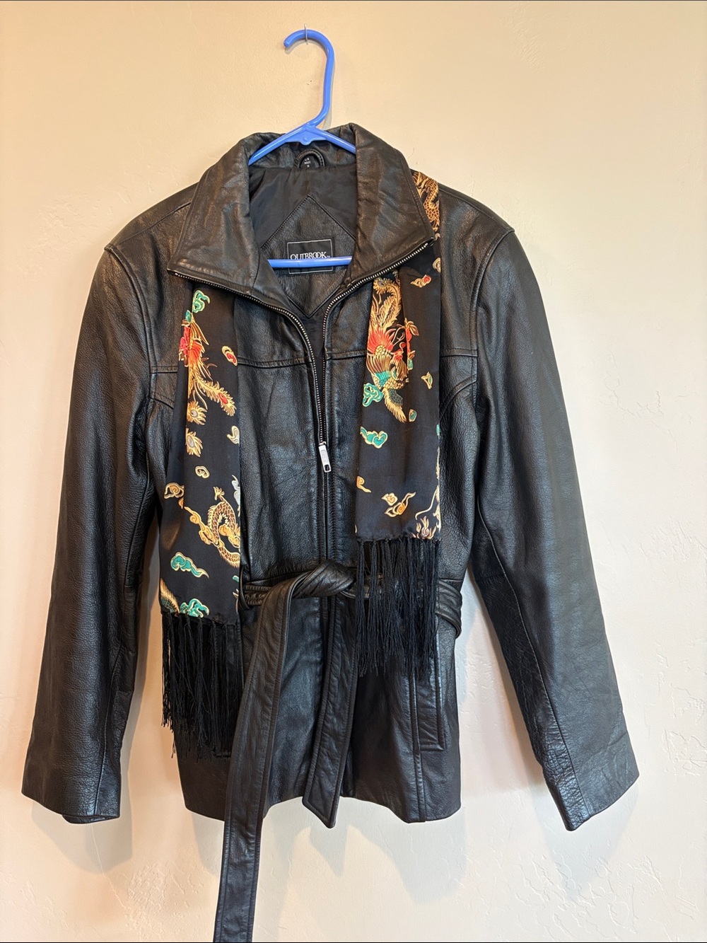 Black Leather Belted Jacket